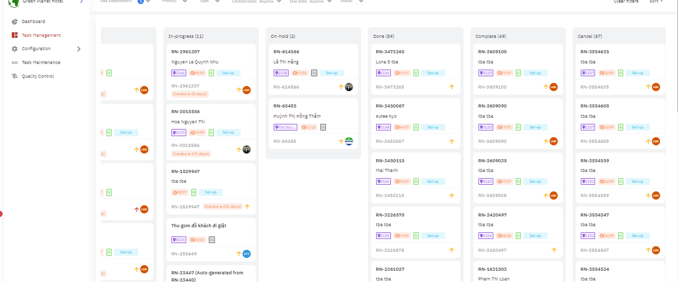 Task Code Table Task Management (จัดการรายการงานภายใน)