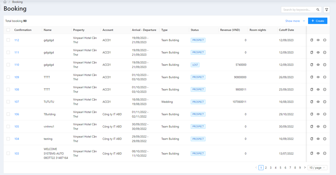 Booking List